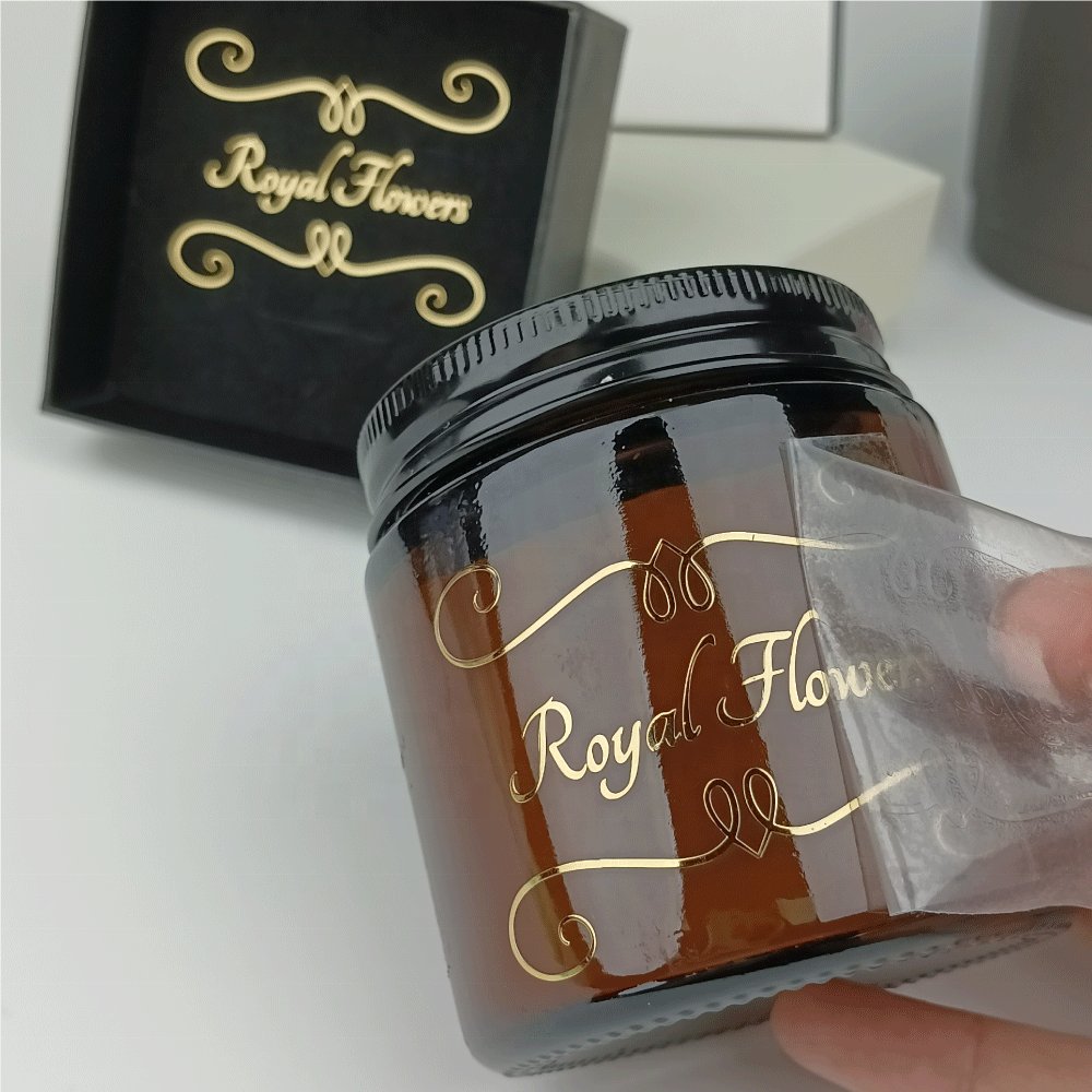 Custom 3d metal transfer cosmetic stickers brand logo gold foil transfer stickers