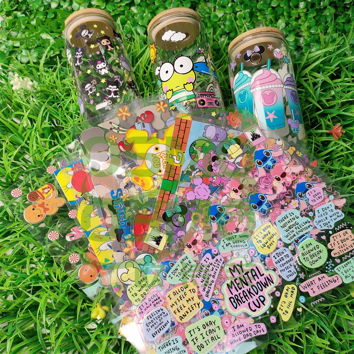 Osmo Cartoon Princess UV Dtf Wraps Stickers Princess Decals Waterproof Sticker custom Adhesive Uv Transfer for 16oz Glass