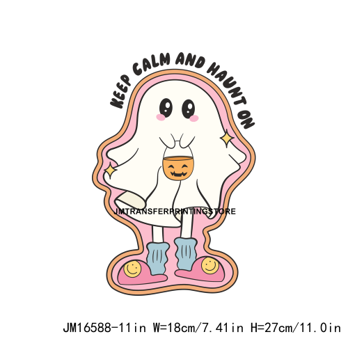 Halloween Boo Jee Stanley Tumbler Inspired Black Cat Ghouling For Book Coffee Spook License DTF Transfer Stickers For T-Shirts