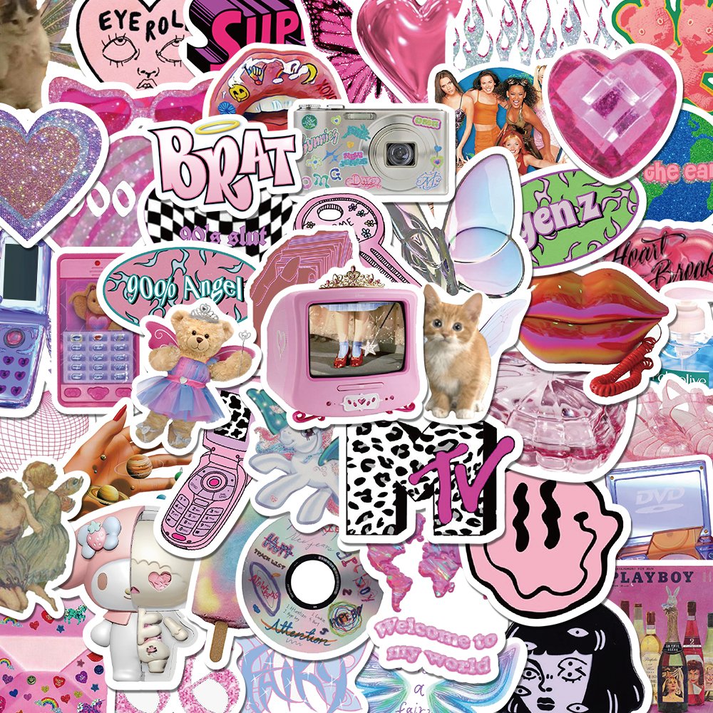 58PCS Vintage Y2k DIY Graffiti Waterproof Stickers Aesthetic Laptop Motor Luggage Guitar Phone Skateboard Classic Kids Toys