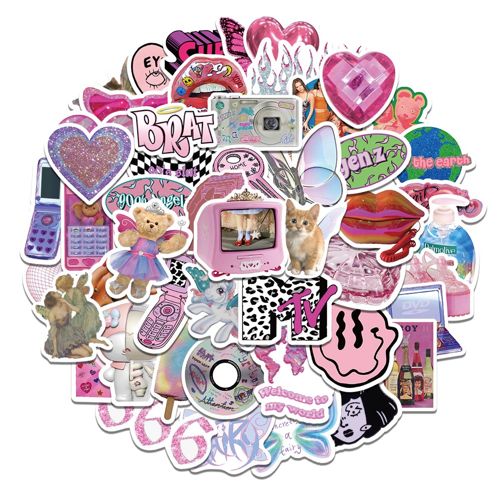 58PCS Vintage Y2k DIY Graffiti Waterproof Stickers Aesthetic Laptop Motor Luggage Guitar Phone Skateboard Classic Kids Toys