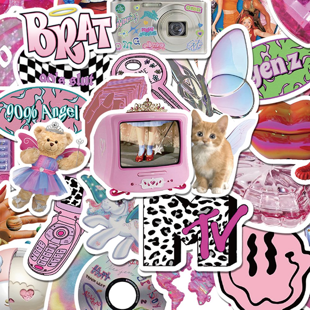 58PCS Vintage Y2k DIY Graffiti Waterproof Stickers Aesthetic Laptop Motor Luggage Guitar Phone Skateboard Classic Kids Toys