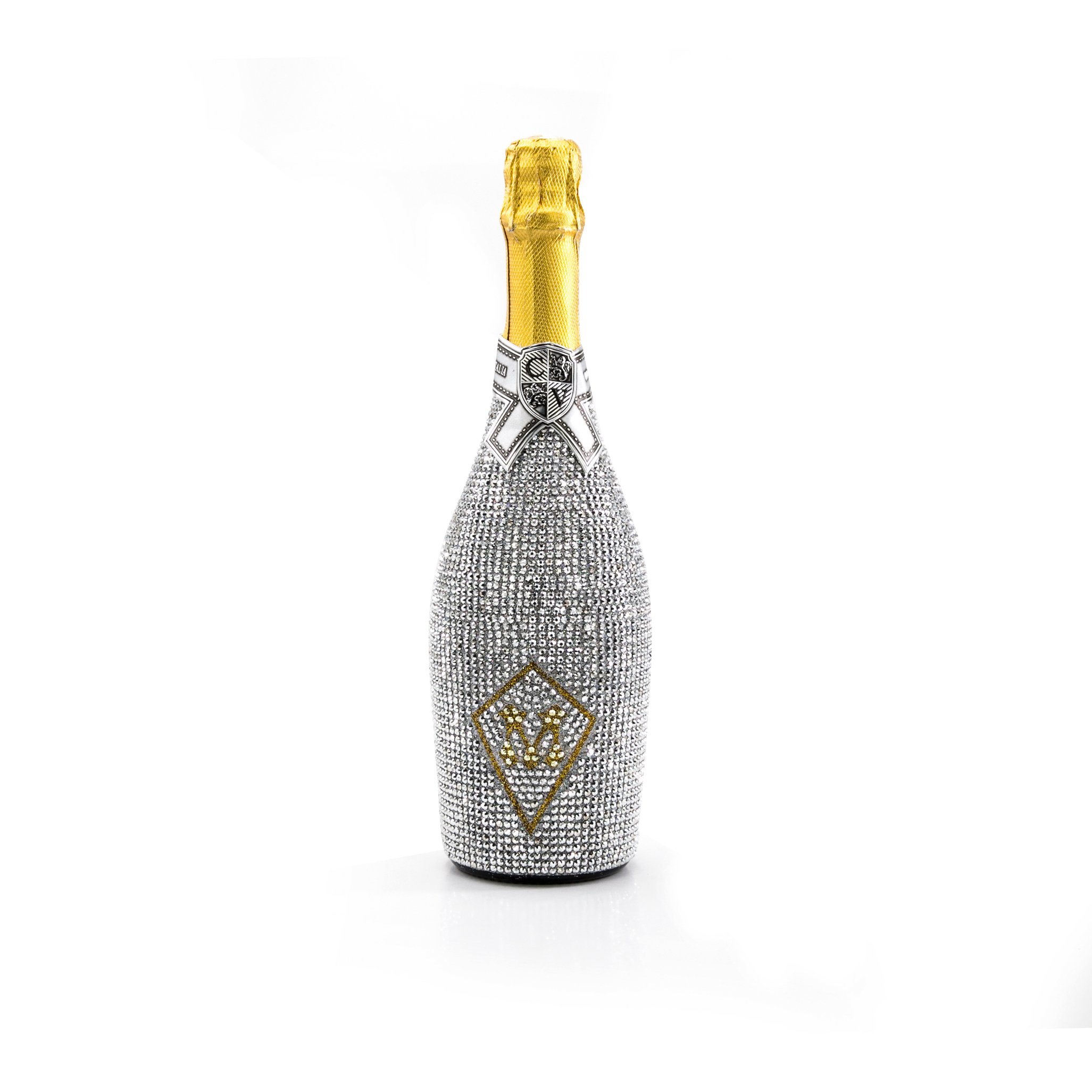 Wholesale 750ml golden silver bling fashion diamond glass wine bottle stickers for wedding party