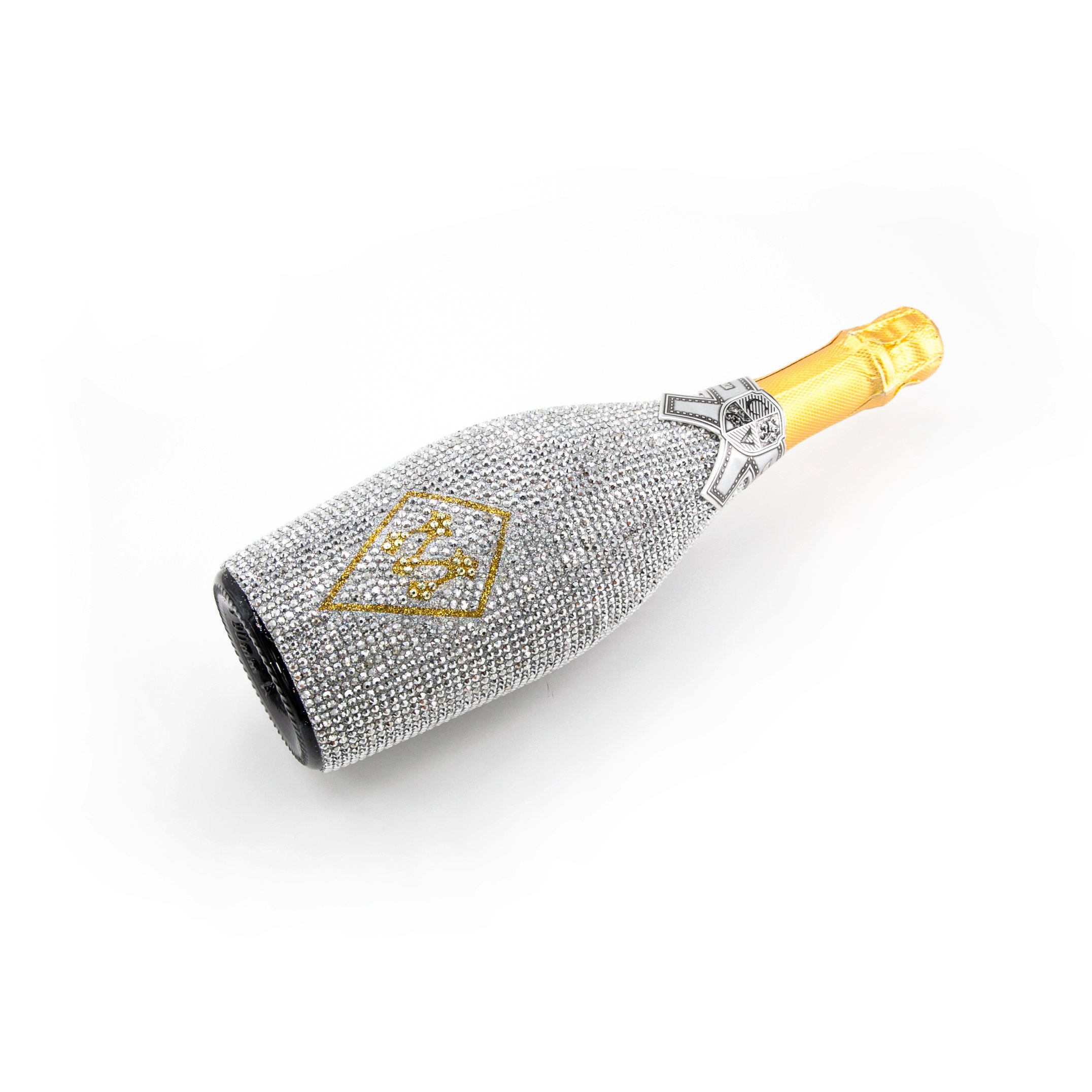 Wholesale 750ml golden silver bling fashion diamond glass wine bottle stickers for wedding party