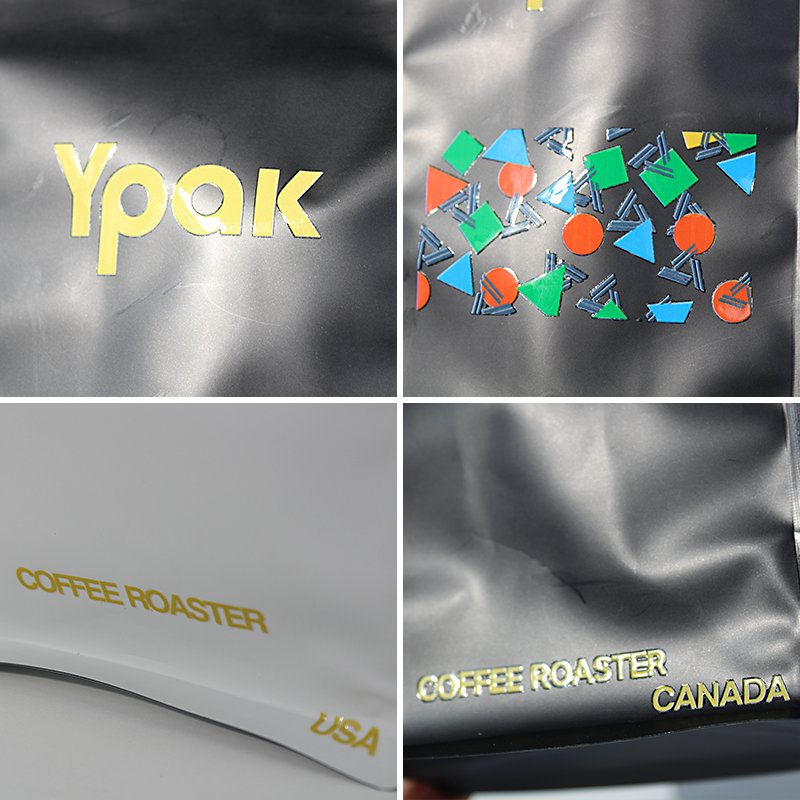 Low MOQ 250G 500G 1KG Black White Stock Flat Bottom Coffee Bags With Custom Printing UV Sticker Label