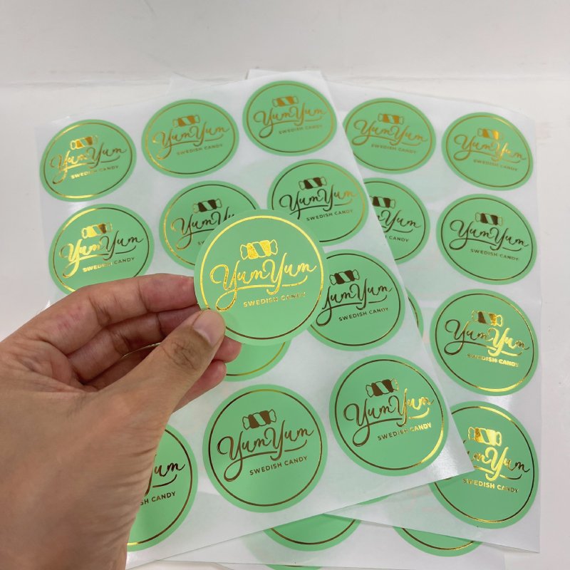 Wholesale Self Adhesive Waterproof Logo Label Sticker Custom Round Logo Sticker with Gold Stamping