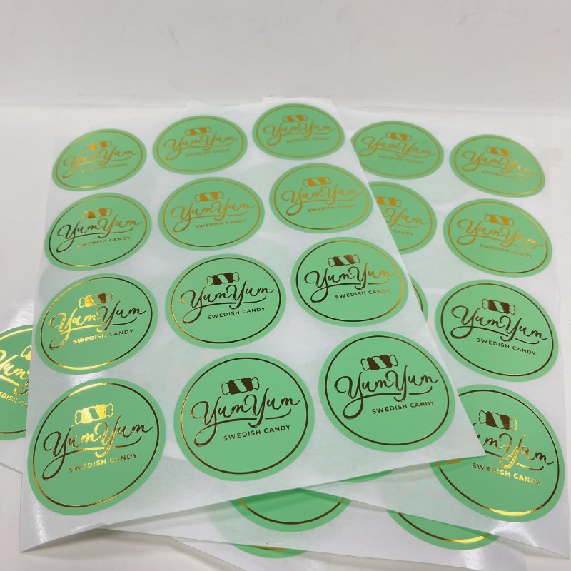 Wholesale Self Adhesive Waterproof Logo Label Sticker Custom Round Logo Sticker with Gold Stamping