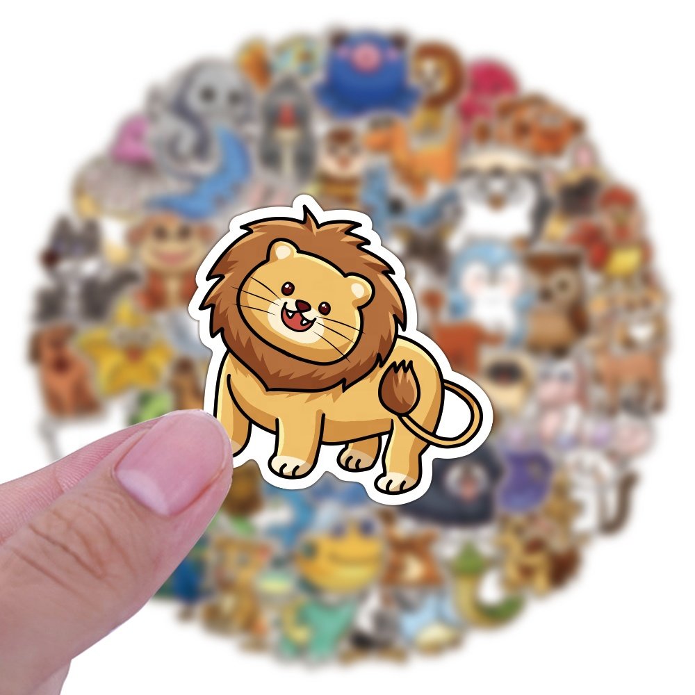 Custom 100pcs Cute Cartoon Dog Cat Stickers Waterproof Vinyl Cut Aesthetic Waterproof Laptop Graffiti Animal Sticker for kids