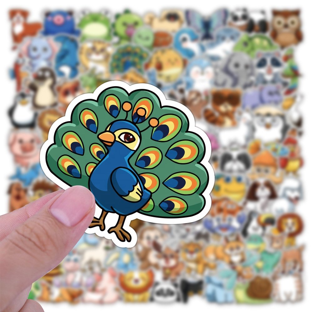 Custom 100pcs Cute Cartoon Dog Cat Stickers Waterproof Vinyl Cut Aesthetic Waterproof Laptop Graffiti Animal Sticker for kids
