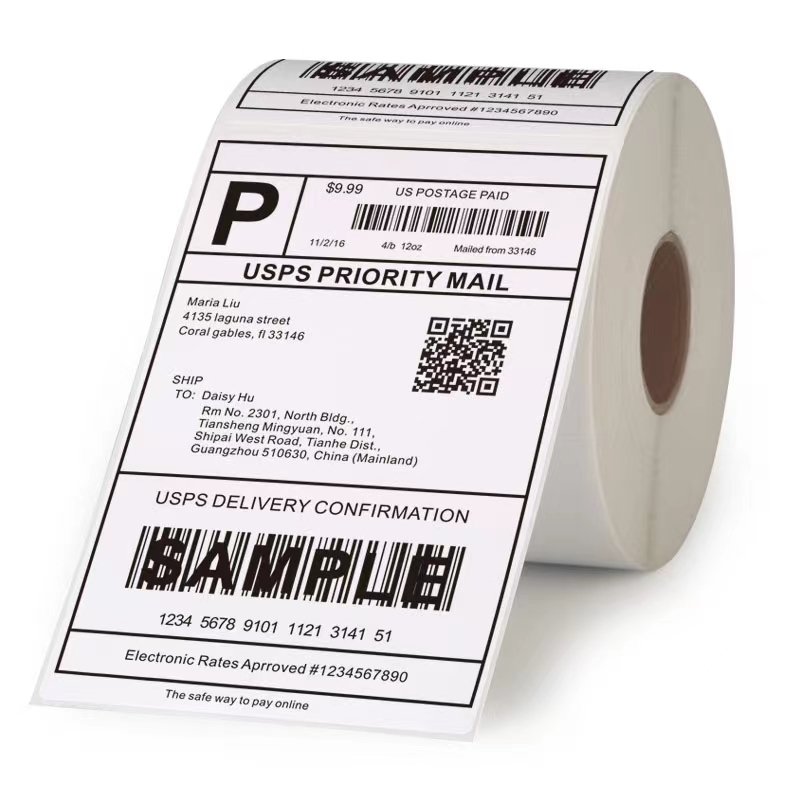 Customized 4"x6" 100x150 Thermal Label Roll Waterproof Thermal Paper Rolls Self-adhesive Shipping Labels Sticker For Packaging