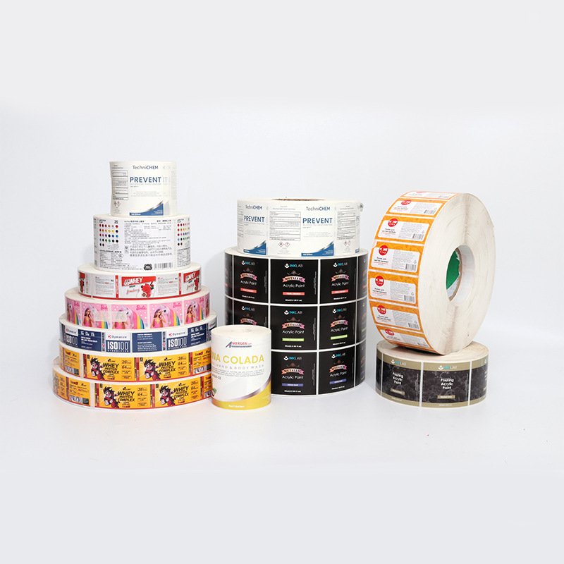 Custom Logo Sticker, Custom Printed Roll Plastic Waterproof Synthetic Paper Adhesive Vinyl PVC Round Circle Brand Logo Sticker