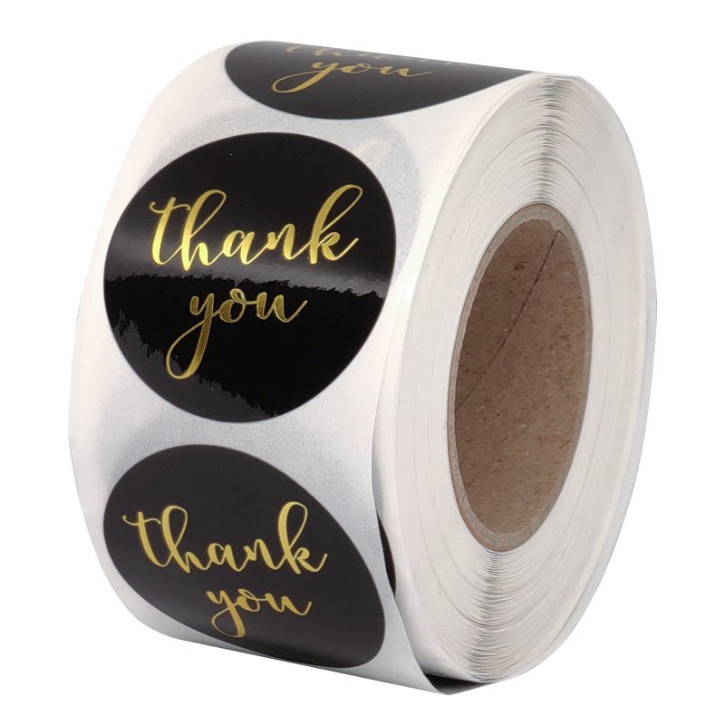 Custom Gold Stamping Pink Round Thank You Stickers for Supporting My Small Business Sticker