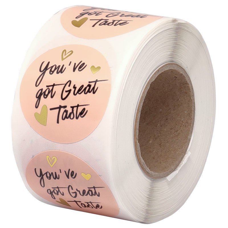 Custom Gold Stamping Pink Round Thank You Stickers for Supporting My Small Business Sticker