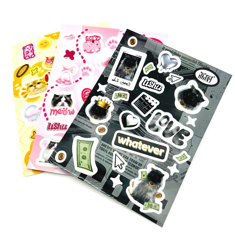 waterproof removable vinyl glitter pvc planner custom kiss cut sticker sheets printing holo sticker suppliers