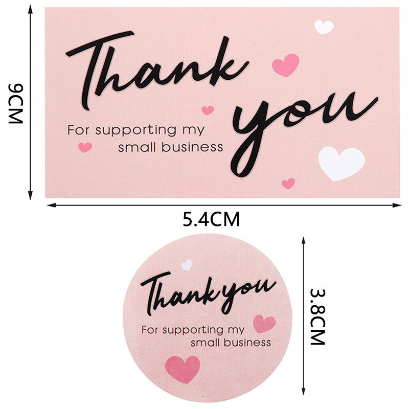 Wholesale Pink Color 1 inch 500 pcs/roll thank you sticker for gift packaging decoration