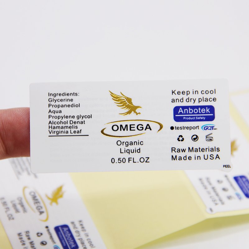 Self Adhesive Waterproof Glossy Gold Sticker Gold Foil Sticker