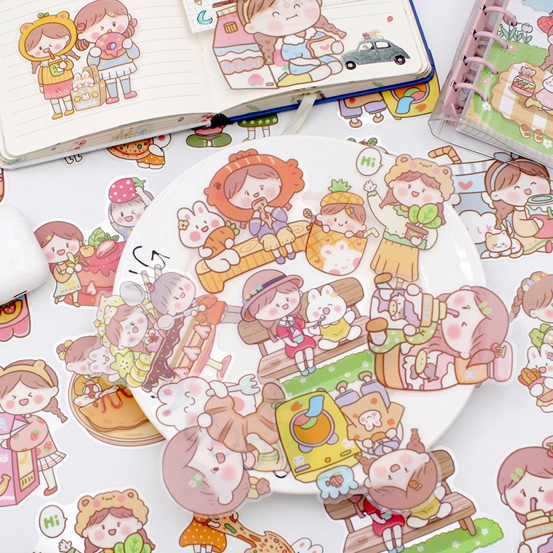 Promotional Custom Printing Decorative Kids Gift Cute Pvc Vinyl Cartoon Die Cut Kawaii Stickers