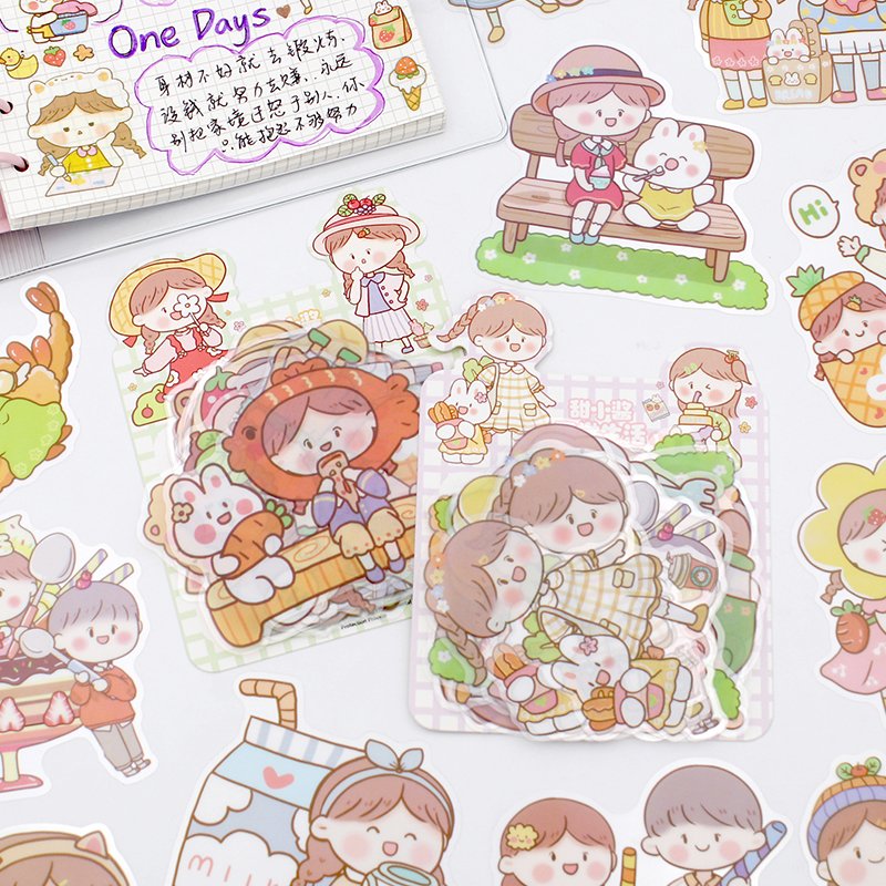 Promotional Custom Printing Decorative Kids Gift Cute Pvc Vinyl Cartoon Die Cut Kawaii Stickers