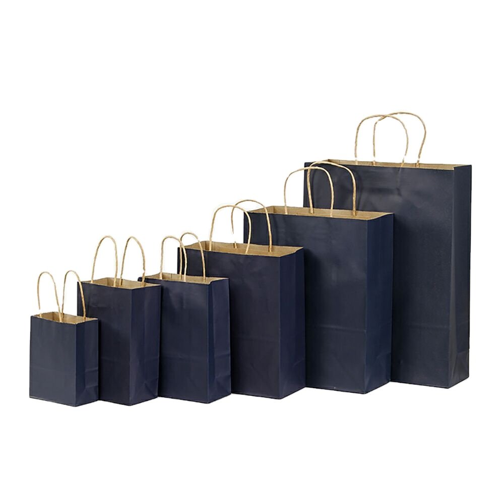 Eco Friendly Customized Full Printed Retail Clothing Shopping black kraft paper bag with handle