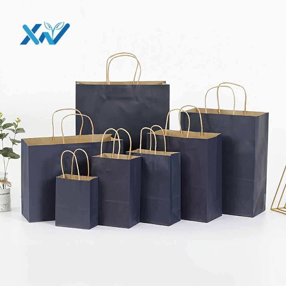 Eco Friendly Customized Full Printed Retail Clothing Shopping black kraft paper bag with handle