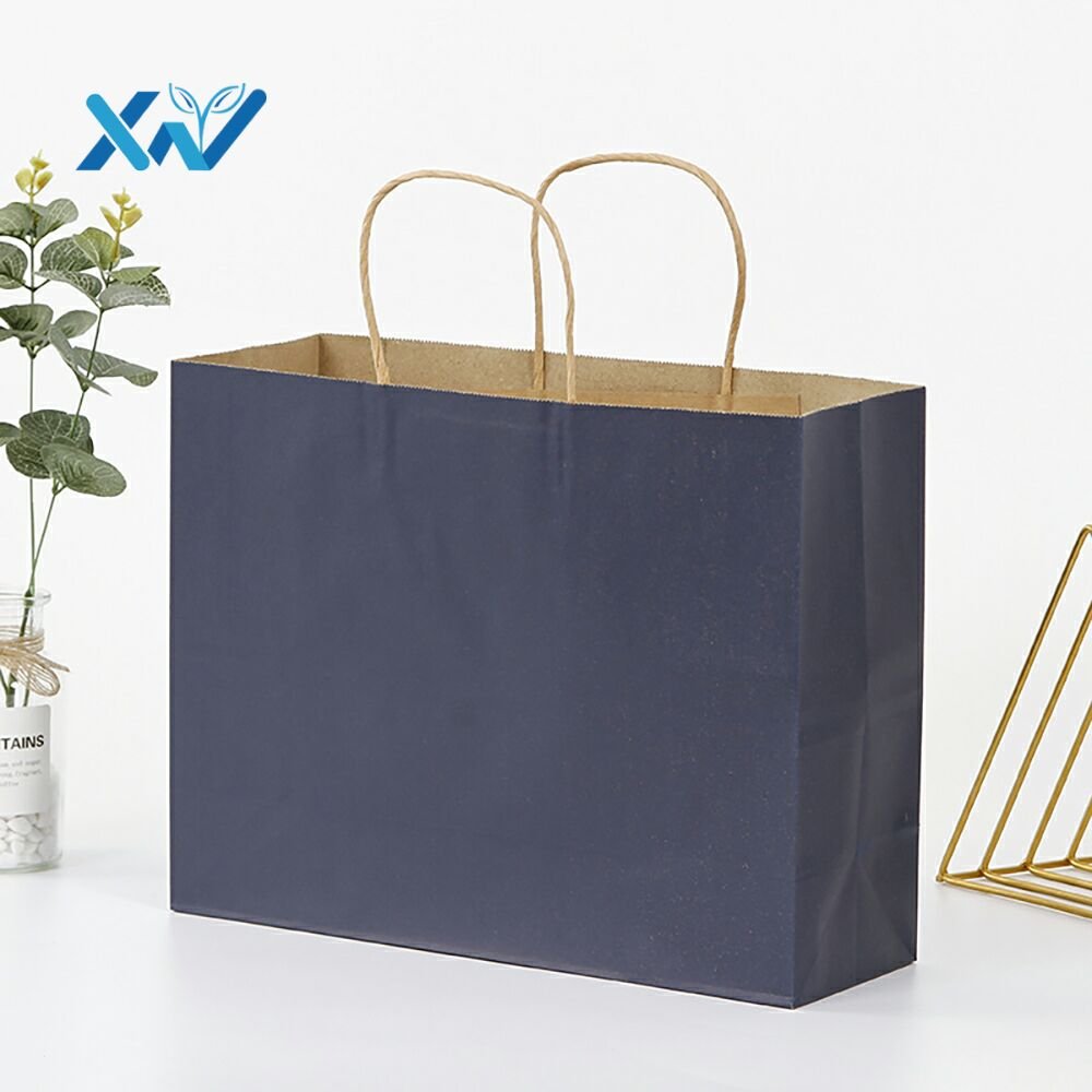 Eco Friendly Customized Full Printed Retail Clothing Shopping black kraft paper bag with handle