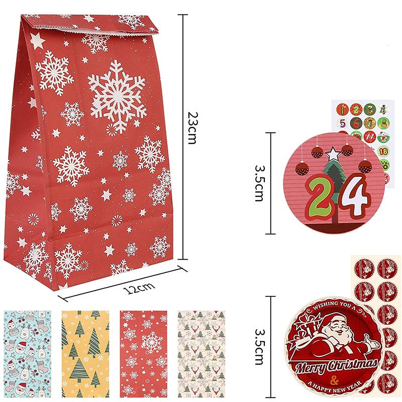 New arrival cheap mailer Christmas bag custom Christmas kraft cookie bag special foldable Christmas gift bags with sticker