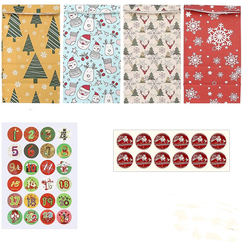 New arrival cheap mailer Christmas bag custom Christmas kraft cookie bag special foldable Christmas gift bags with sticker