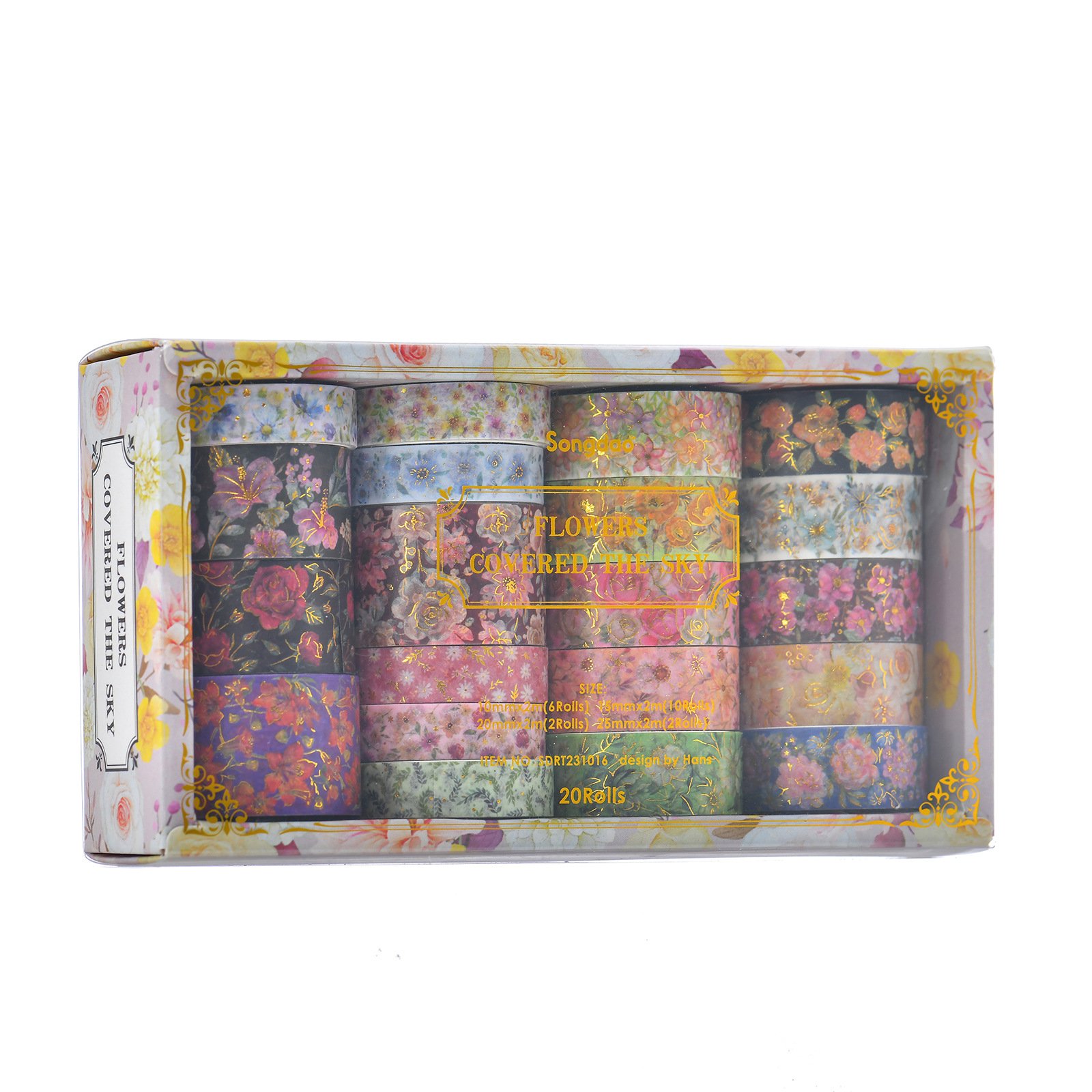 20 rolls/box Flower series hot stamping washi tape set Collage material stickers handbook tape