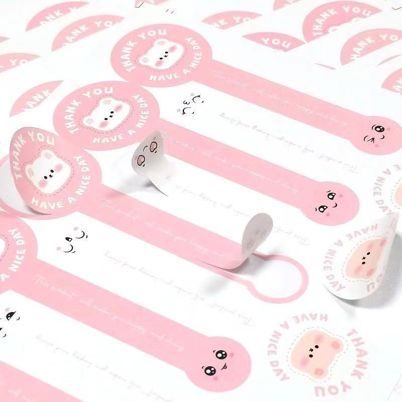 100pcs (Pink) Handmade labels stickers spot bakery food stickers packaging custom cup body sticker