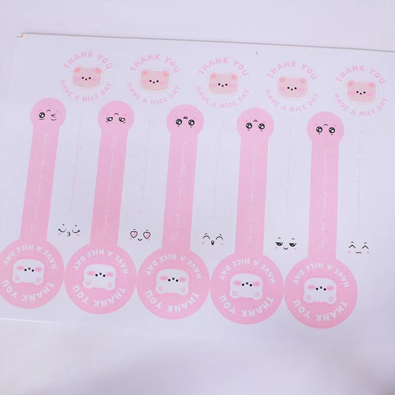 100pcs (Pink) Handmade labels stickers spot bakery food stickers packaging custom cup body sticker