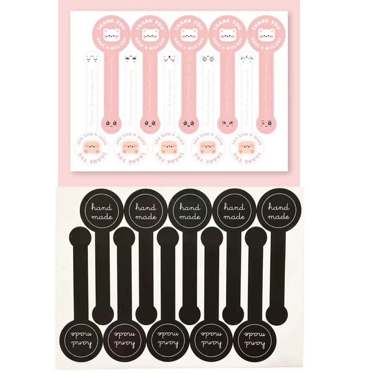 100pcs (Pink) Handmade labels stickers spot bakery food stickers packaging custom cup body sticker