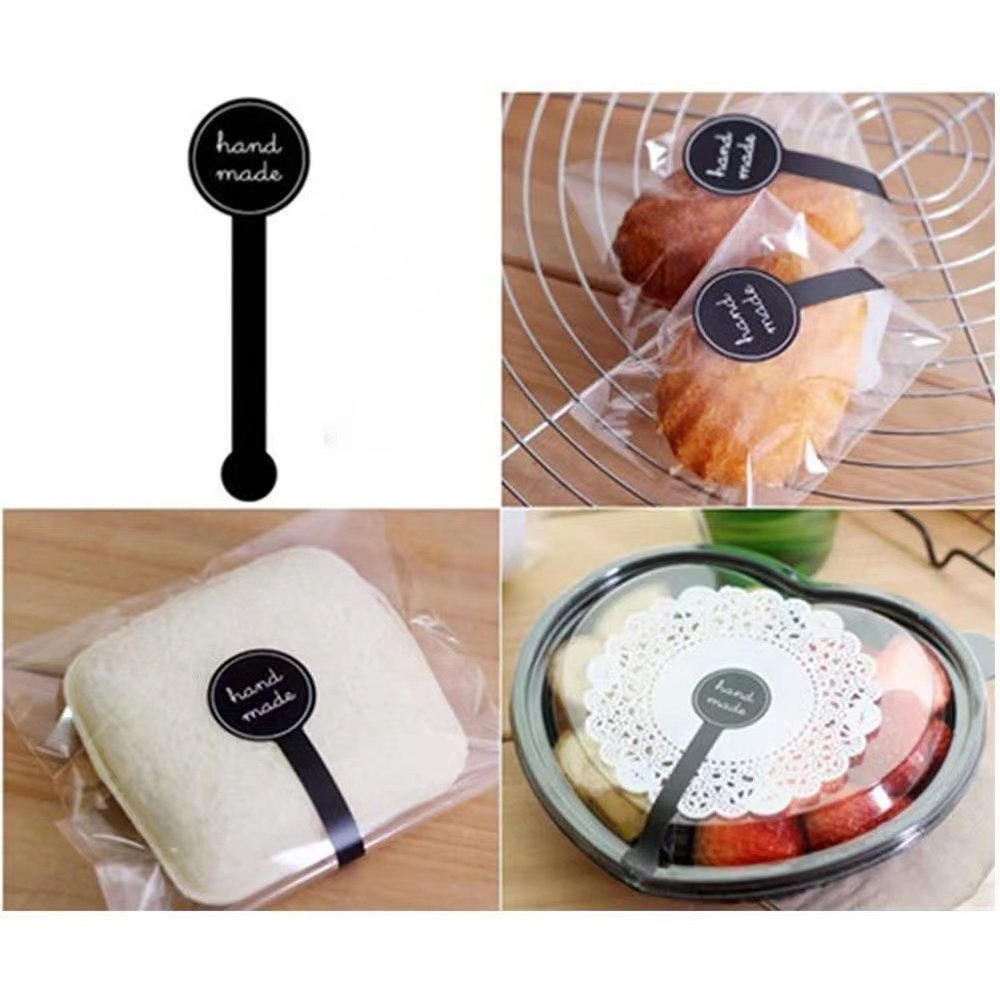 100pcs (Pink) Handmade labels stickers spot bakery food stickers packaging custom cup body sticker