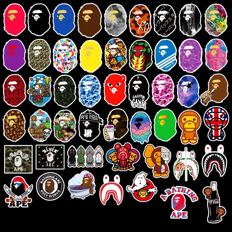 50Pcs Cool Hot Sale Monkey Ape Avatar Graffiti Sticker For Decorative Home Table Bottle Cup Phone Laptop Logo Stickers