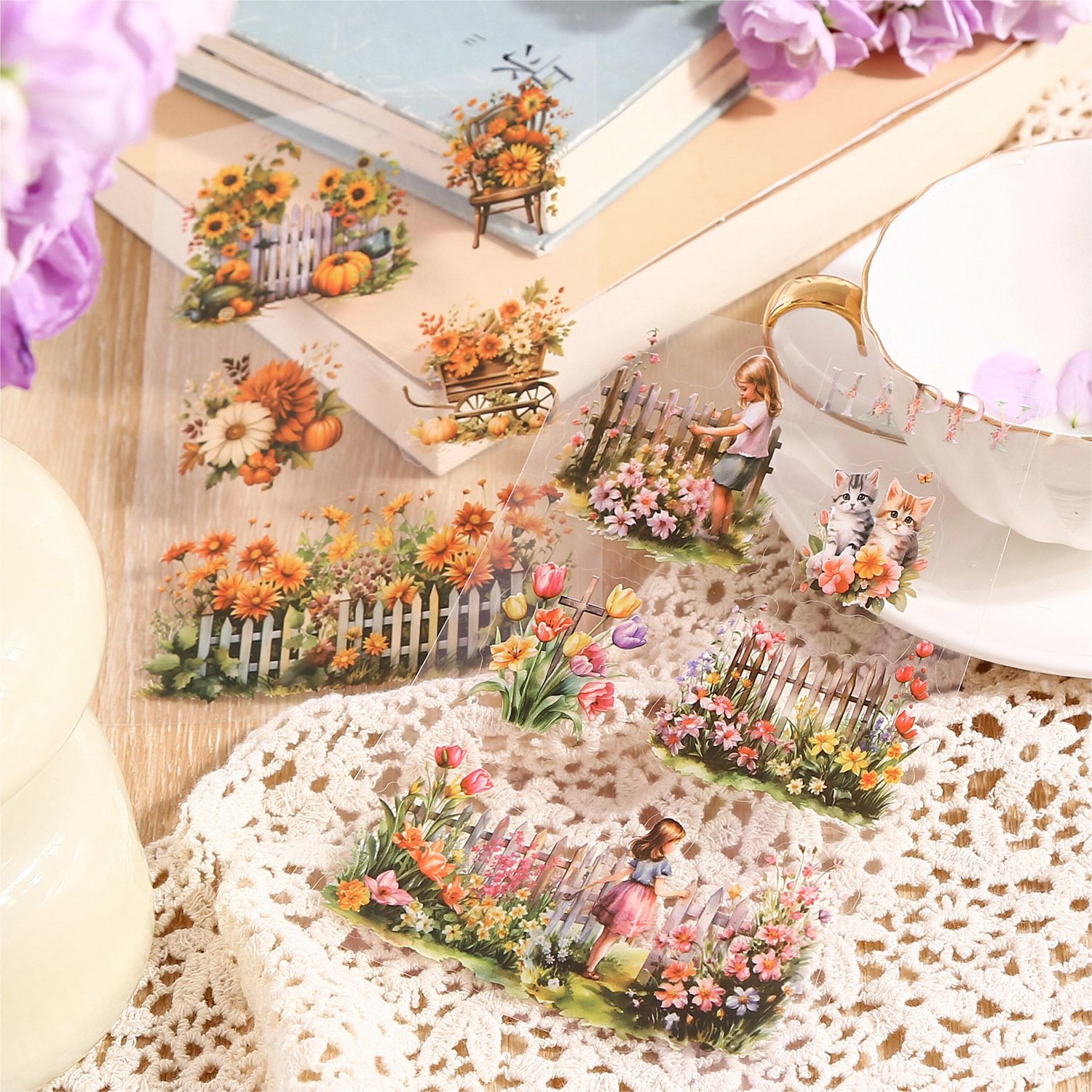 20pcs/pack PET sticker book My Garden Series Vintage Handbook DIY Decoration Stickers large capacity material decoration