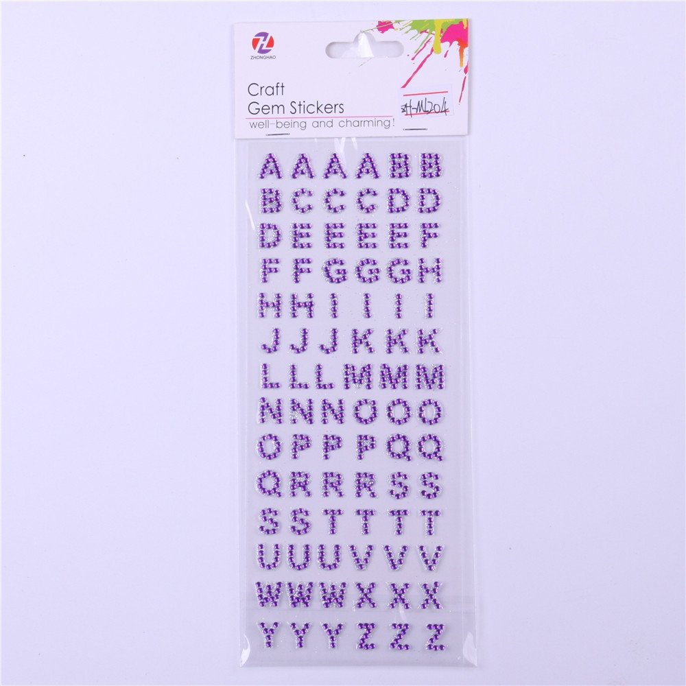 Promotion sticker Alphabet letter Pearl crystal diamond sticker self-adhesive PVC vinyl sticker for decoration