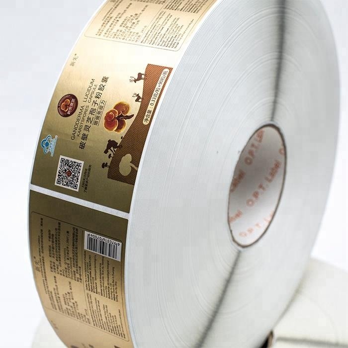 custom roll shiny pantone gold printing waterproof stickers glossy medical healthcare supplement bottle labels