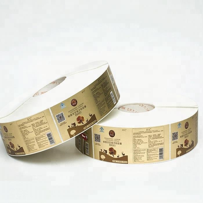 custom roll shiny pantone gold printing waterproof stickers glossy medical healthcare supplement bottle labels