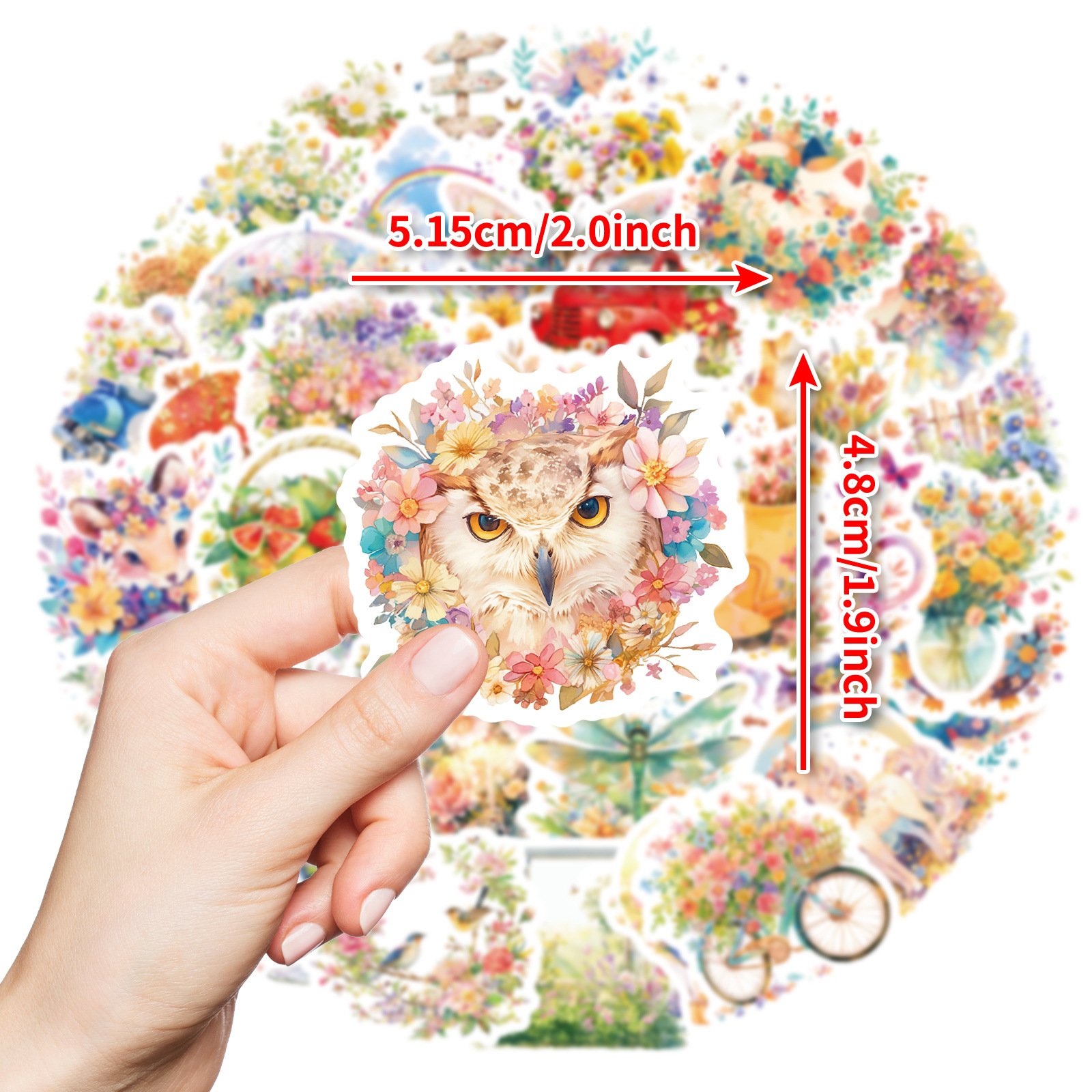 50Pcs Pastoral Style VSCO Flowers Plant Graffiti Stickers For Wall Decor Macaron Color Garden Sticker
