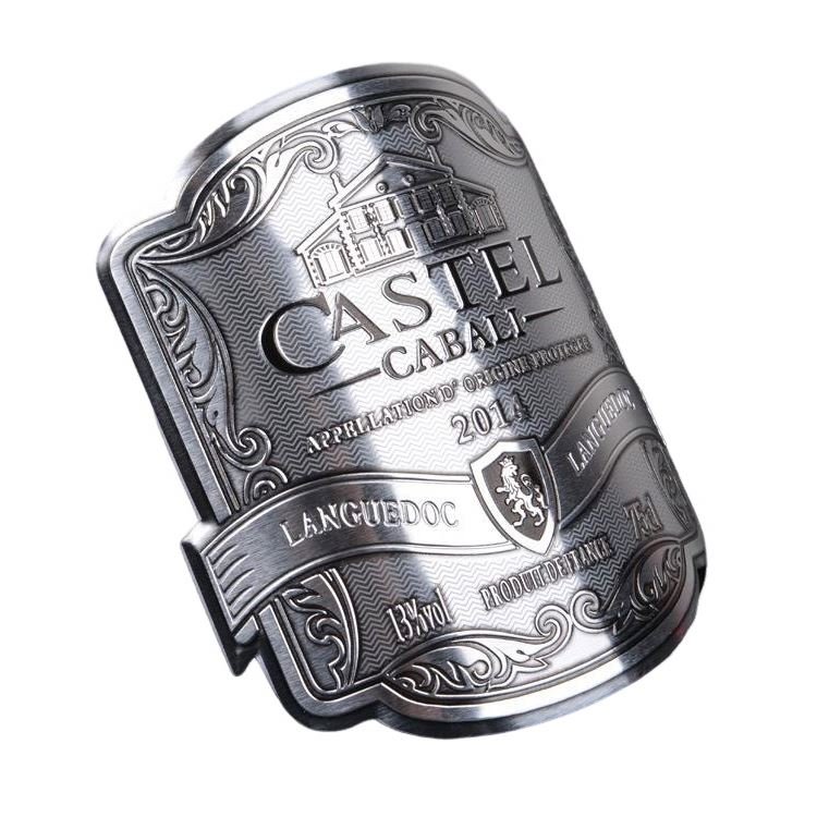 Custom Luxury Shiny Logo Perfume Labels 3d Metal Adhesive Sticker Metal Wine Bottle Stickers