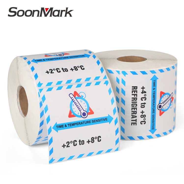 Time & temperature indicator label adhesive warning caution stickers Box Package Waterproof Self Adhesive Warning Fragile Labels