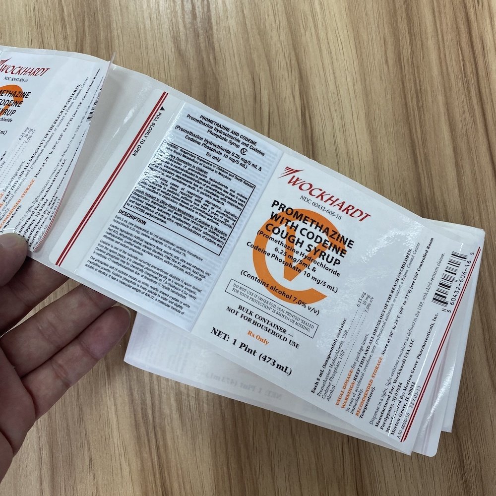 2022 NEW ARRIVAL Wockhardt Plain Multi Layer Folding Booklet Cough Syrup Bottle Labels Wockhardt Sticker Labels