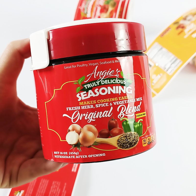 Custom Glossy Self-Adhesive Vinyl & PVC Packaging Labels Waterproof Seasoning Bottle Stickers for Food Package Roll Printed