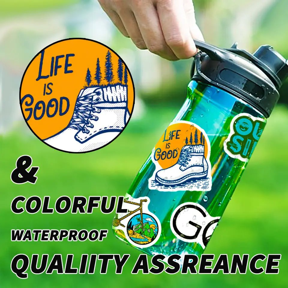 Wholesale travel sticker designs sticker outdoor camping laptop suitcase waterproof self adhesive vinyl sticker paper