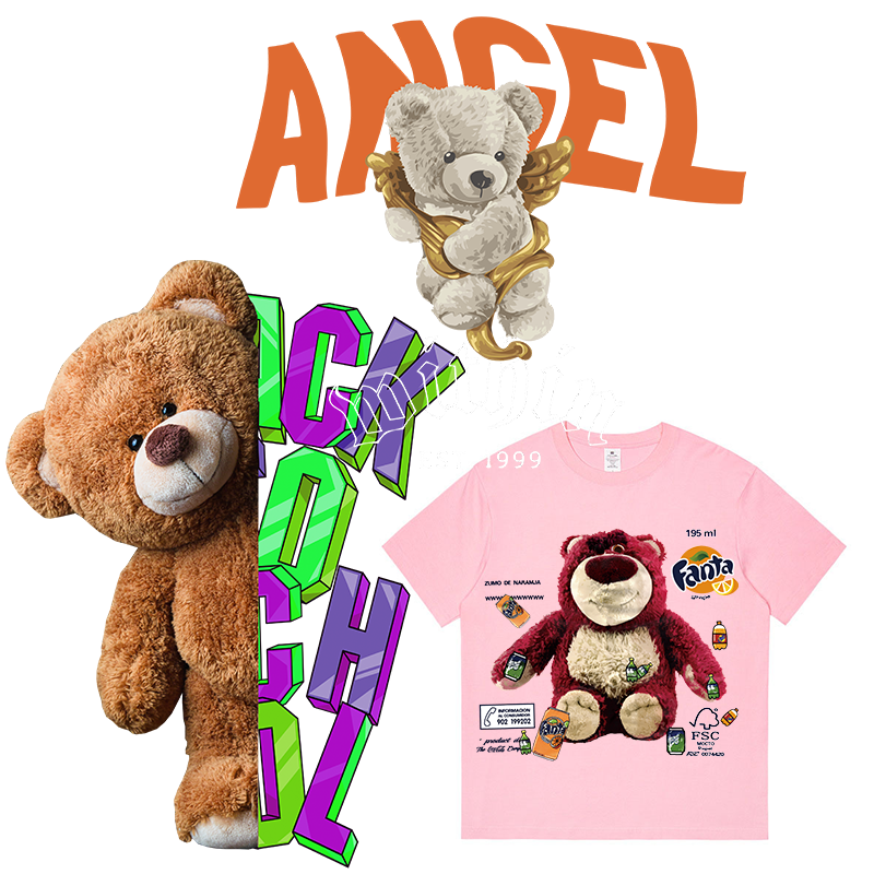Factory Custom Dtf Heat Transfer Design By Logo Film Iron Cool Bear Sticker Heat Transfer Printing On Clothing