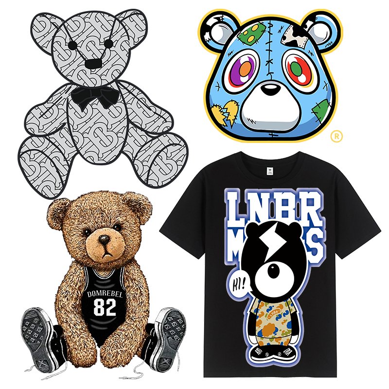 Factory Custom Dtf Heat Transfer Design By Logo Film Iron Cool Bear Sticker Heat Transfer Printing On Clothing