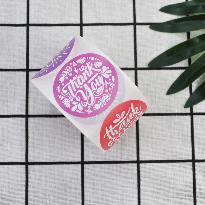 Custom cheap price logo cartoon cute label small wedding paper envelopes circular thank you stickers sheets