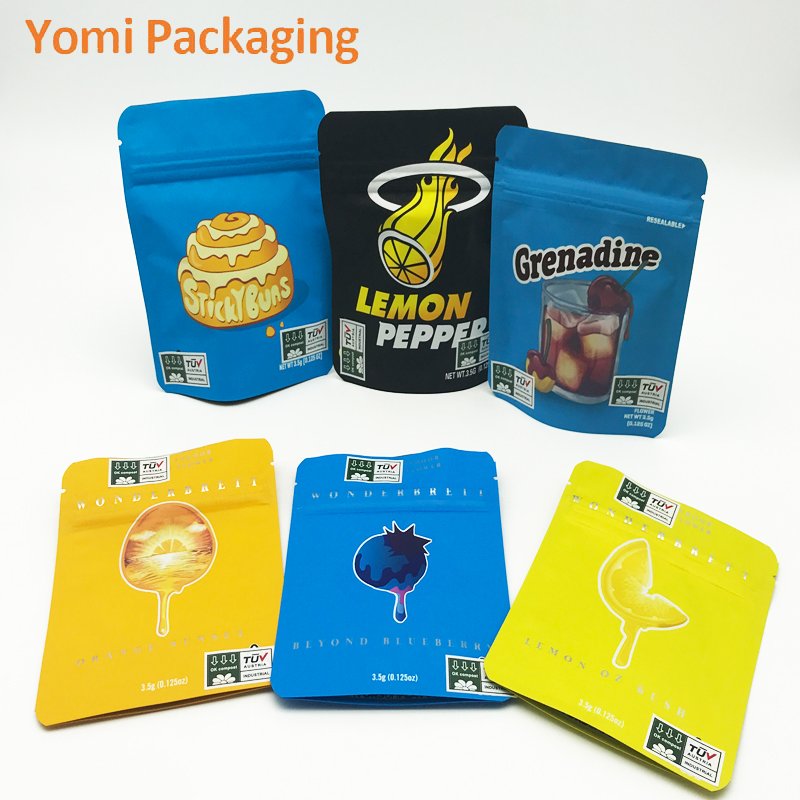 1g 3.5g 7g 14g 26g 28g black mylar bags with clear window