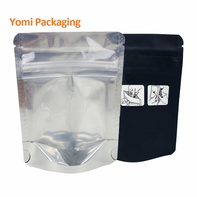 1g 3.5g 7g 14g 26g 28g black mylar bags with clear window