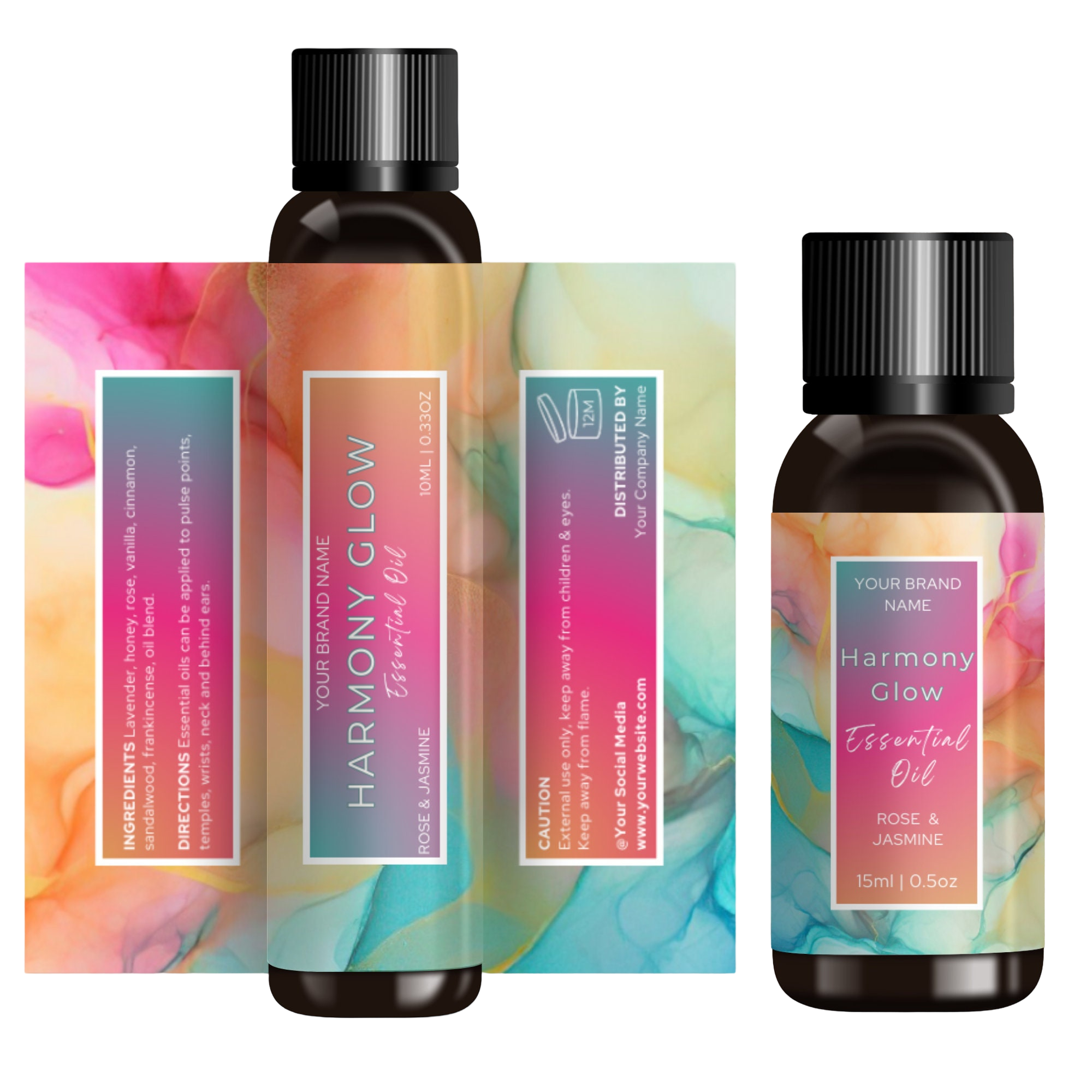 Custom Printed Brand Logo Oil Bottle Labels Waterproof Oil Self Adhesive Vinyl Stickers Label Roll Business Sticker Printing