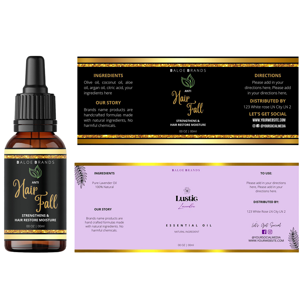 Custom Printed Brand Logo Oil Bottle Labels Waterproof Oil Self Adhesive Vinyl Stickers Label Roll Business Sticker Printing